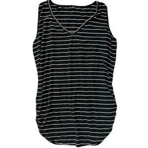 Black and White Stripe Ruched Sleeveless Shirt